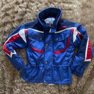 Spyder Kids Blue and Red Vintage Puffer Ski Jacket